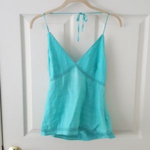 Zara turquoise linen halter S